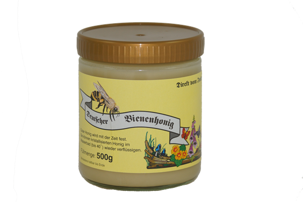 Etikett "Deutscher Bienenhonig" (gelb, gummiert) 500 g