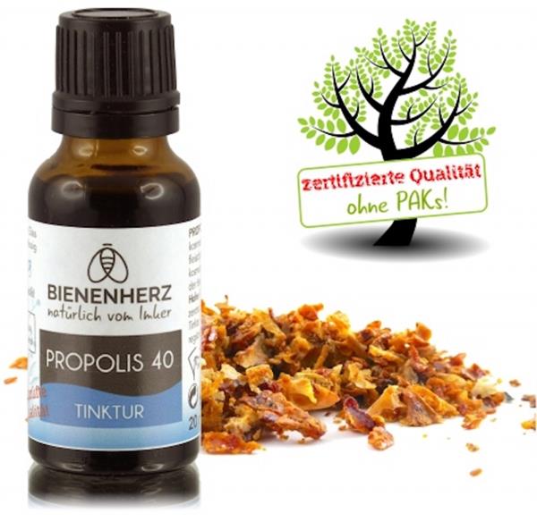 BIENENHERZ® PROPOLIS Tinktur 40 (20ml 40% Qualitätstinktur Dr. Wöll®)